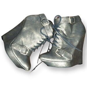 Colin Stuart Antique Gold Wedge Ankle Booties sz 6